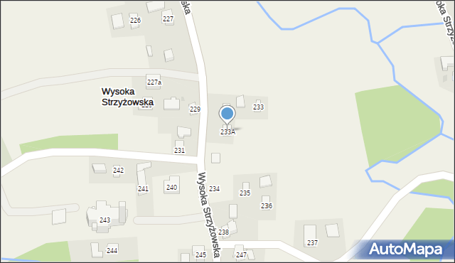 Wysoka Strzyżowska, Wysoka Strzyżowska, 233A, mapa Wysoka Strzyżowska