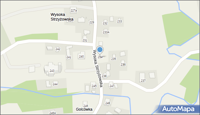 Wysoka Strzyżowska, Wysoka Strzyżowska, 234, mapa Wysoka Strzyżowska