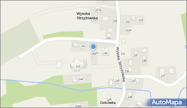 Wysoka Strzyżowska, Wysoka Strzyżowska, 241, mapa Wysoka Strzyżowska