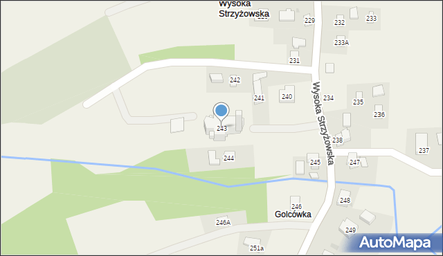 Wysoka Strzyżowska, Wysoka Strzyżowska, 243, mapa Wysoka Strzyżowska