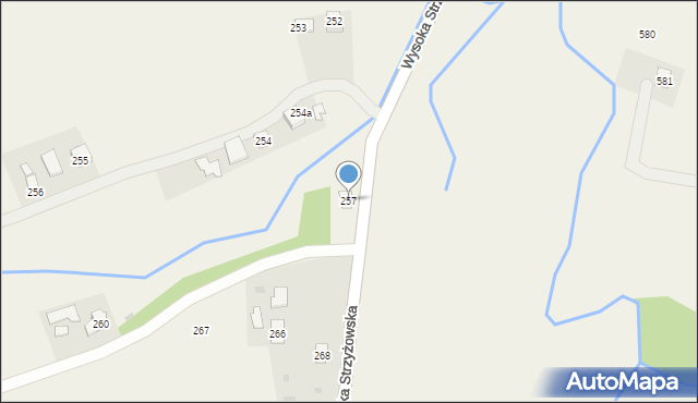 Wysoka Strzyżowska, Wysoka Strzyżowska, 257, mapa Wysoka Strzyżowska