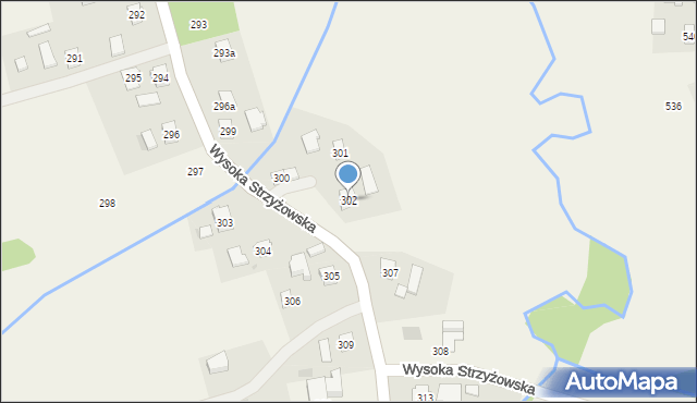 Wysoka Strzyżowska, Wysoka Strzyżowska, 302, mapa Wysoka Strzyżowska