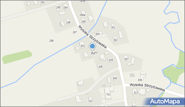 Wysoka Strzyżowska, Wysoka Strzyżowska, 304, mapa Wysoka Strzyżowska