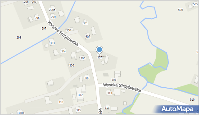 Wysoka Strzyżowska, Wysoka Strzyżowska, 307, mapa Wysoka Strzyżowska