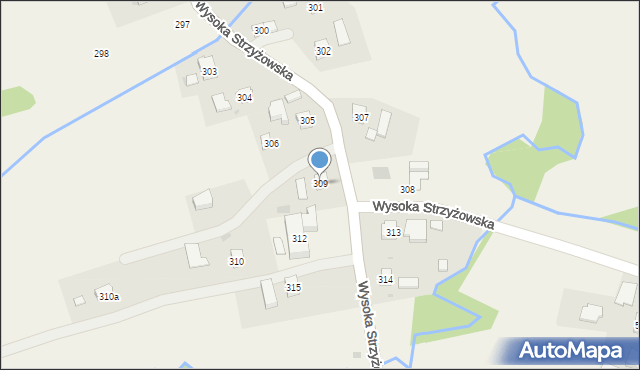 Wysoka Strzyżowska, Wysoka Strzyżowska, 309, mapa Wysoka Strzyżowska