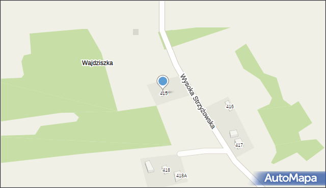 Wysoka Strzyżowska, Wysoka Strzyżowska, 415, mapa Wysoka Strzyżowska