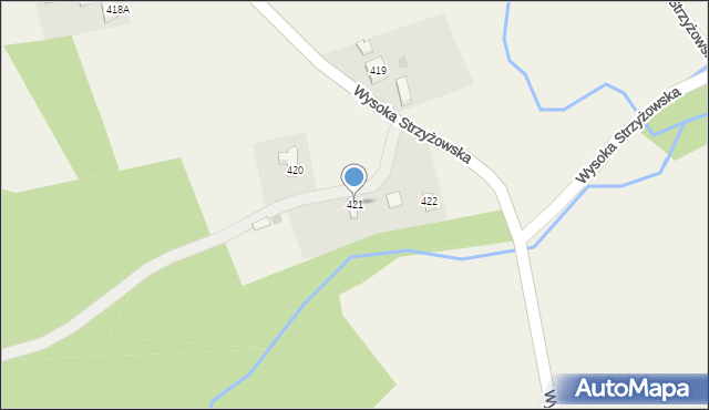 Wysoka Strzyżowska, Wysoka Strzyżowska, 421, mapa Wysoka Strzyżowska