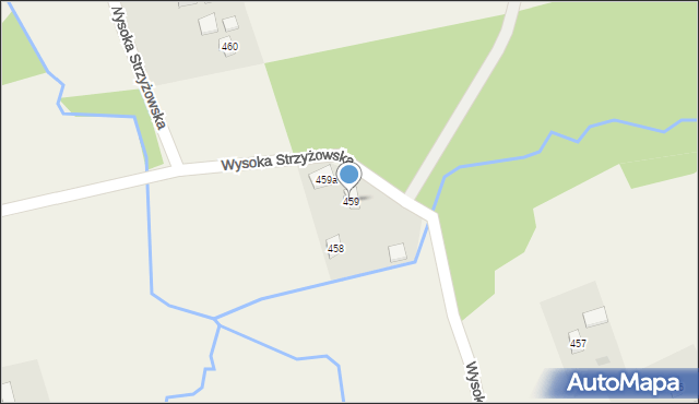 Wysoka Strzyżowska, Wysoka Strzyżowska, 459, mapa Wysoka Strzyżowska