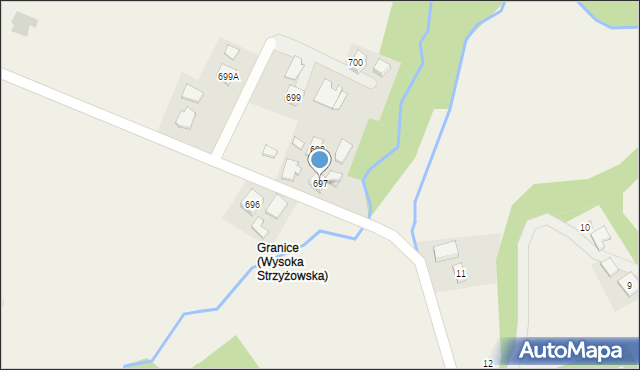 Wysoka Strzyżowska, Wysoka Strzyżowska, 697, mapa Wysoka Strzyżowska