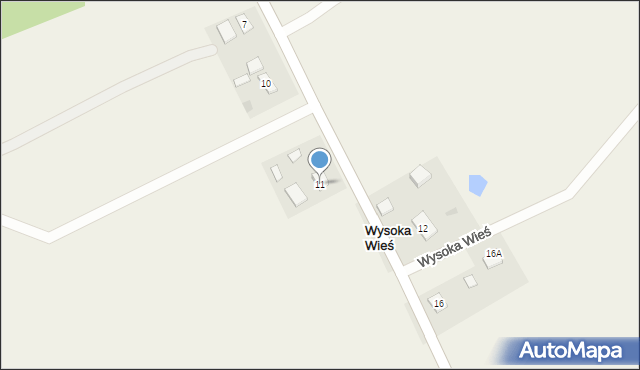 Wysoka Wieś, Wysoka Wieś, 11, mapa Wysoka Wieś