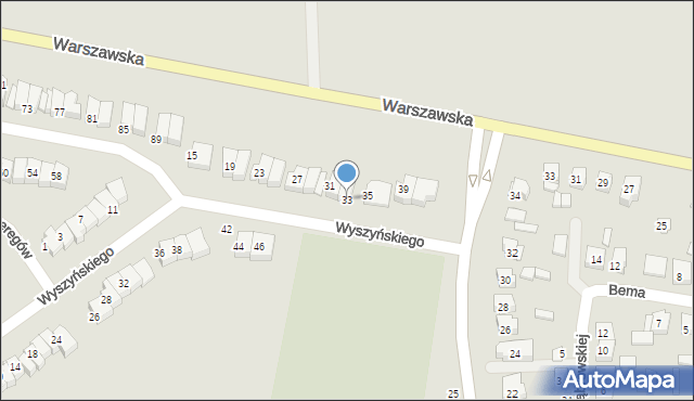 Wysokie Mazowieckie, Wyszyńskiego Stefana, ks. kard., 33, mapa Wysokie Mazowieckie