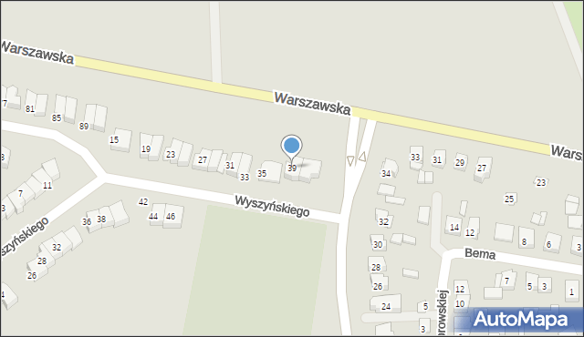 Wysokie Mazowieckie, Wyszyńskiego Stefana, ks. kard., 39, mapa Wysokie Mazowieckie