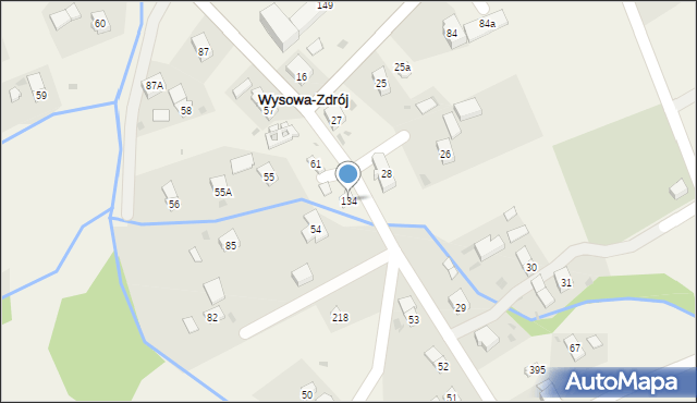 Wysowa-Zdrój, Wysowa-Zdrój, 134, mapa Wysowa-Zdrój