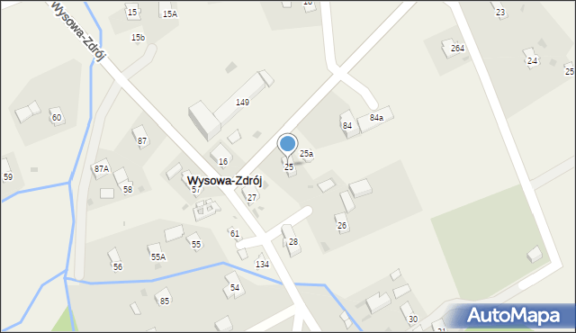 Wysowa-Zdrój, Wysowa-Zdrój, 25, mapa Wysowa-Zdrój