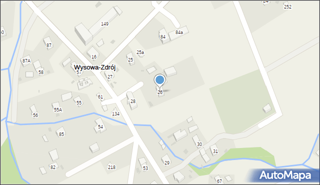 Wysowa-Zdrój, Wysowa-Zdrój, 26, mapa Wysowa-Zdrój