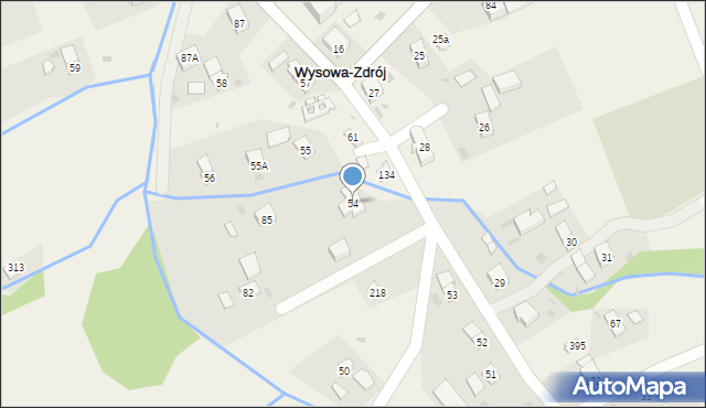 Wysowa-Zdrój, Wysowa-Zdrój, 54, mapa Wysowa-Zdrój