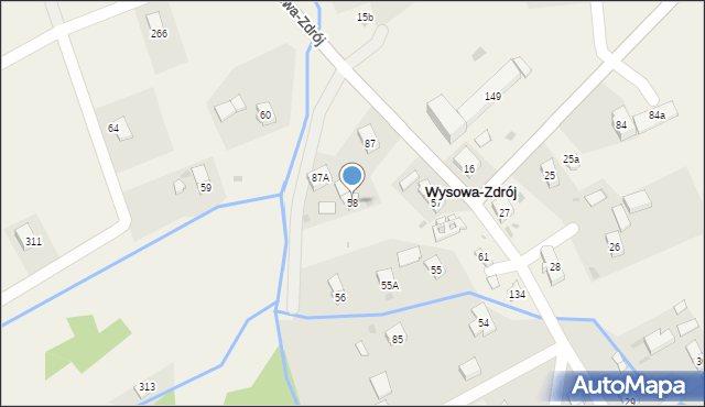 Wysowa-Zdrój, Wysowa-Zdrój, 58, mapa Wysowa-Zdrój