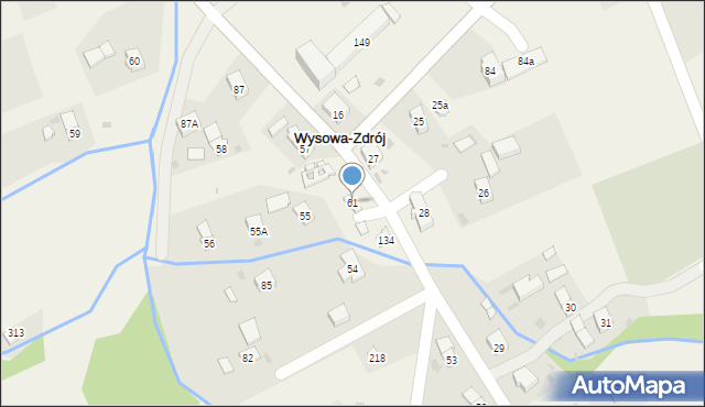 Wysowa-Zdrój, Wysowa-Zdrój, 61, mapa Wysowa-Zdrój