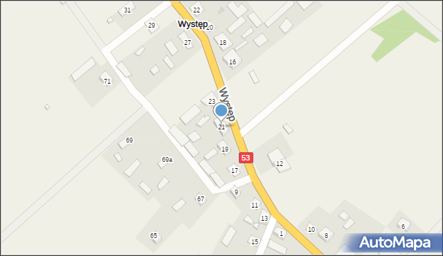 Występ, Występ, 21, mapa Występ