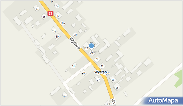 Występ, Występ, 26, mapa Występ