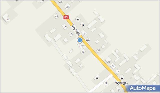 Występ, Występ, 41, mapa Występ