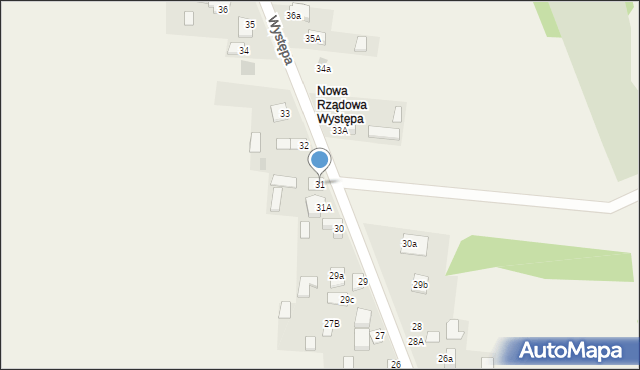 Występa, Występa, 31, mapa Występa