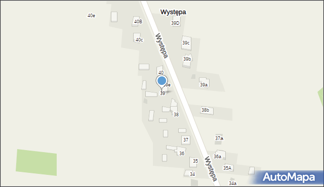 Występa, Występa, 39, mapa Występa