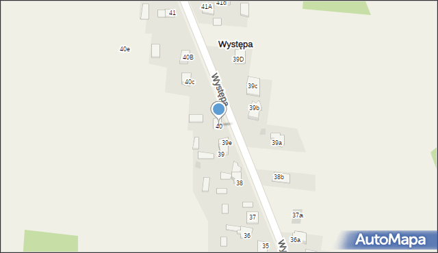 Występa, Występa, 40, mapa Występa