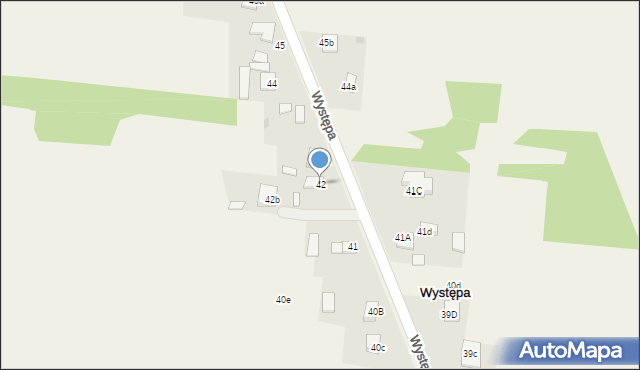 Występa, Występa, 42, mapa Występa