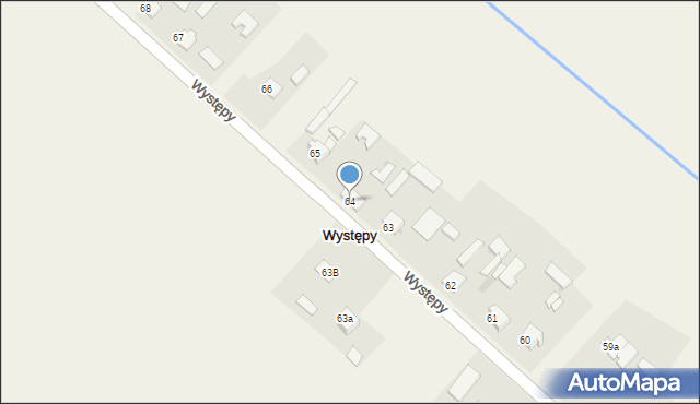 Występy, Występy, 64, mapa Występy