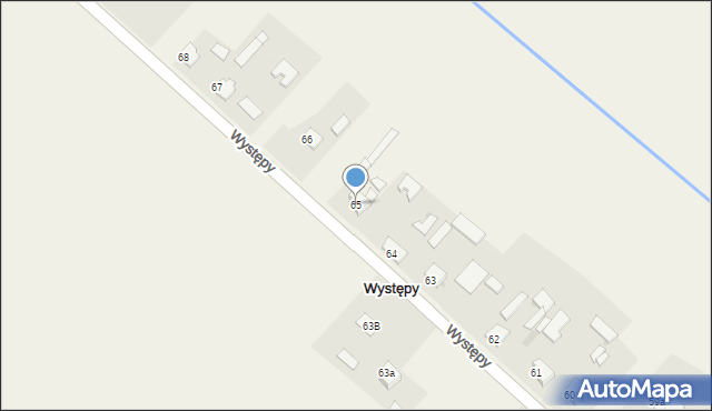 Występy, Występy, 65, mapa Występy