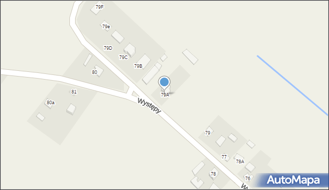 Występy, Występy, 79A, mapa Występy