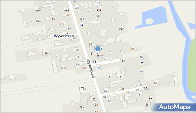 Wywłoczka, Wywłoczka, 85, mapa Wywłoczka