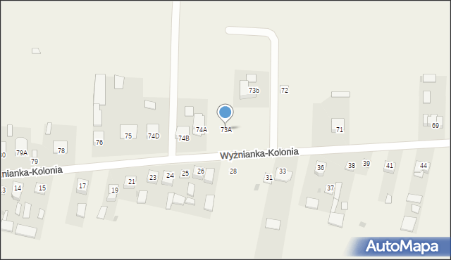 Wyżnianka-Kolonia, Wyżnianka-Kolonia, 73A, mapa Wyżnianka-Kolonia