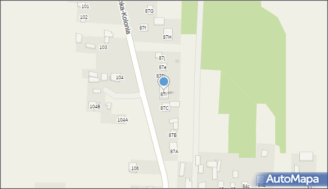 Wyżnianka-Kolonia, Wyżnianka-Kolonia, 87i, mapa Wyżnianka-Kolonia