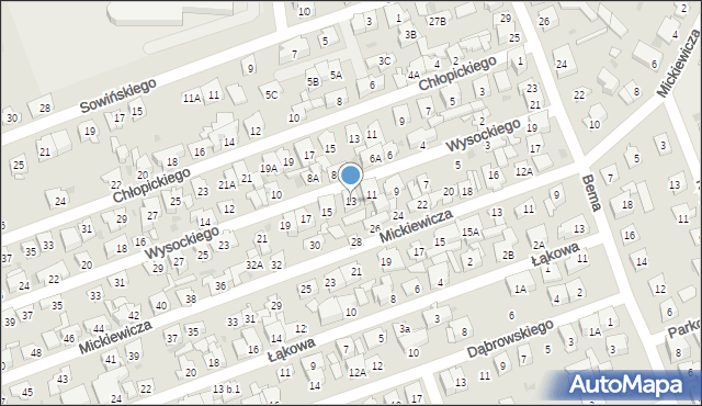 Ząbki, Wysockiego Piotra, 13, mapa Ząbki