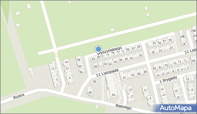 Ząbki, Wyszyńskiego Stefana, ks. kard., 81, mapa Ząbki