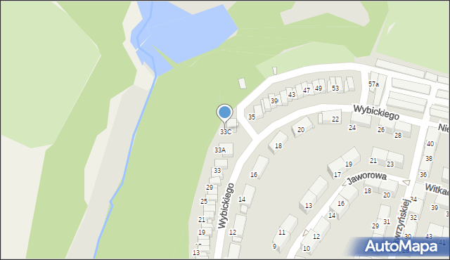 Zabrze, Wybickiego Józefa, gen., 33C, mapa Zabrza