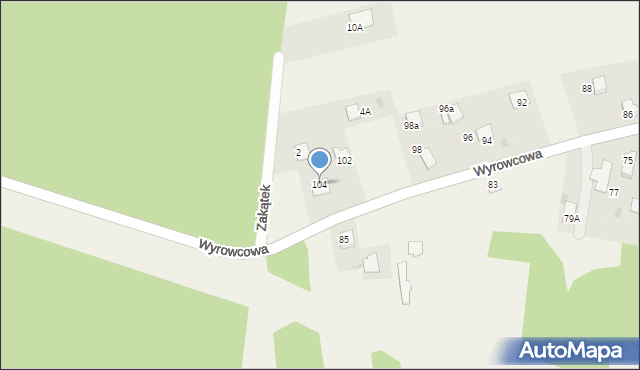 Zagórze, Wyrowcowa, 104, mapa Zagórze