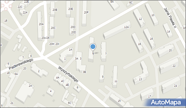 Zambrów, Wyszyńskiego Stefana, ks. prym. kard., 5, mapa Zambrów