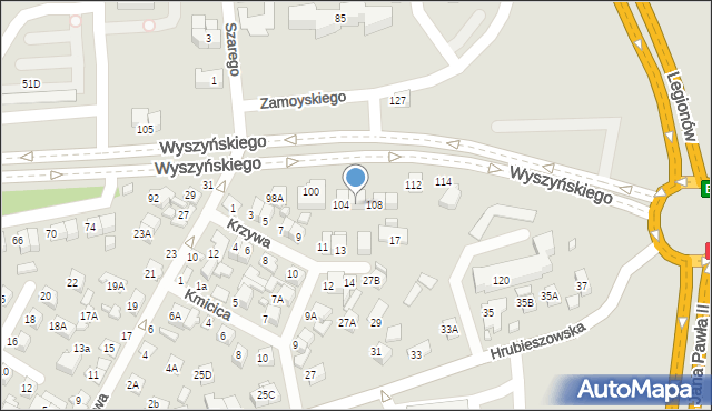 Zamość, Wyszyńskiego Stefana, ks. prym. kard., 106, mapa Zamościa