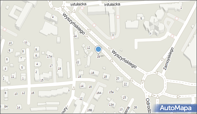 Zamość, Wyszyńskiego Stefana, ks. prym. kard., 14, mapa Zamościa