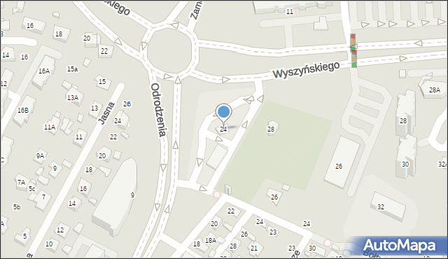 Zamość, Wyszyńskiego Stefana, ks. prym. kard., 24, mapa Zamościa