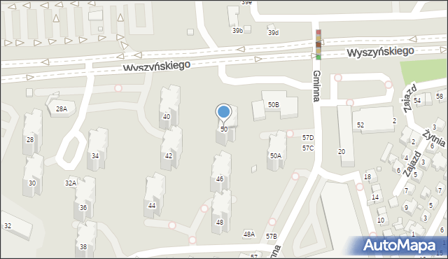 Zamość, Wyszyńskiego Stefana, ks. prym. kard., 50, mapa Zamościa