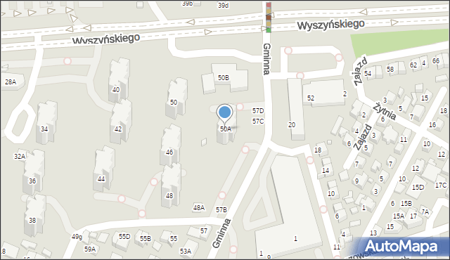 Zamość, Wyszyńskiego Stefana, ks. prym. kard., 50A, mapa Zamościa