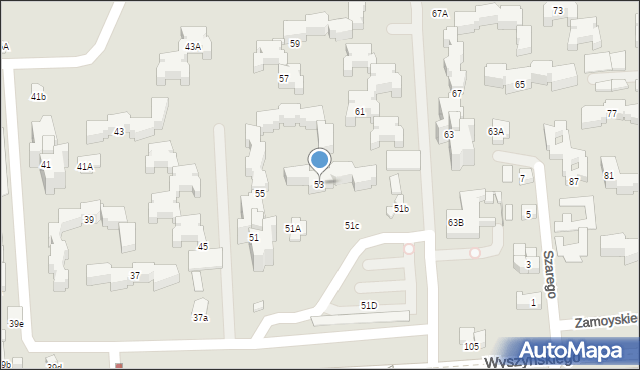 Zamość, Wyszyńskiego Stefana, ks. prym. kard., 53, mapa Zamościa