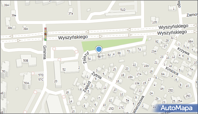 Zamość, Wyszyńskiego Stefana, ks. prym. kard., 58, mapa Zamościa