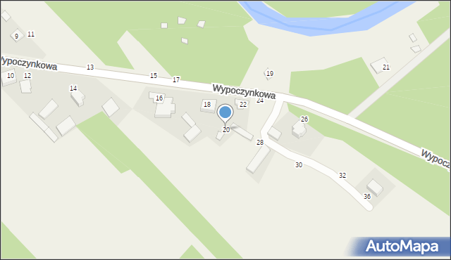 Zawady, Wypoczynkowa, 20, mapa Zawady