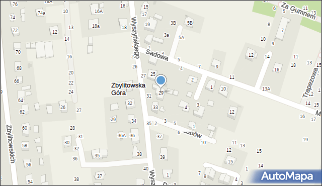 Zbylitowska Góra, Wyszyńskiego Stefana, ks. prym. kard., 29, mapa Zbylitowska Góra