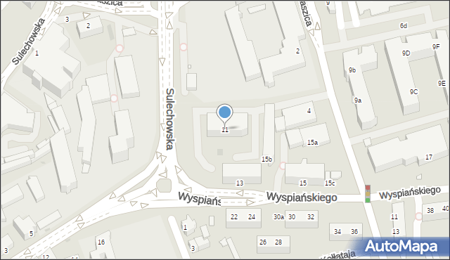 Zielona Góra, Wyspiańskiego Stanisława, 11, mapa Zielona Góra